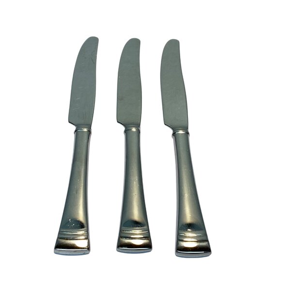 Lenox Federal Platinum Glossy Stainless 18/8 Dinner Knife Set of 3 - 9 1/2" L - Picture 2 of 9